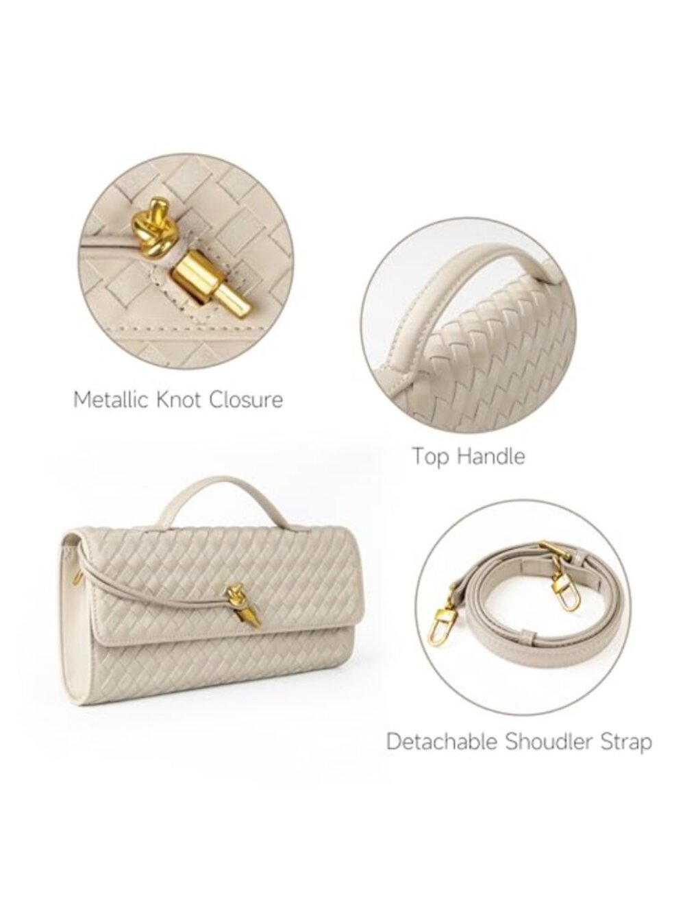 Woven Vegan Leather Suede Clutch Evening Crossbody Bag - Picture 5 of 6